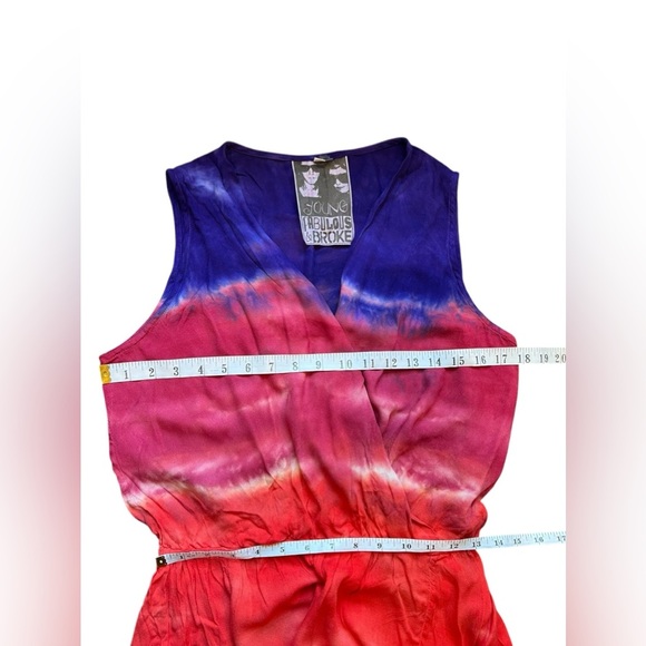 Young Fabulous & Broke Red Indigo Colorful Sleeveless V-neck Maxi Dress XS - Picture 11 of 12